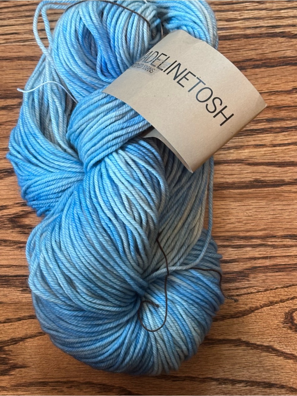 MadelineTosh Hand-Dyed Yarn Longrider DK Sky Blue Gradient Cloudy OOAK Knitting